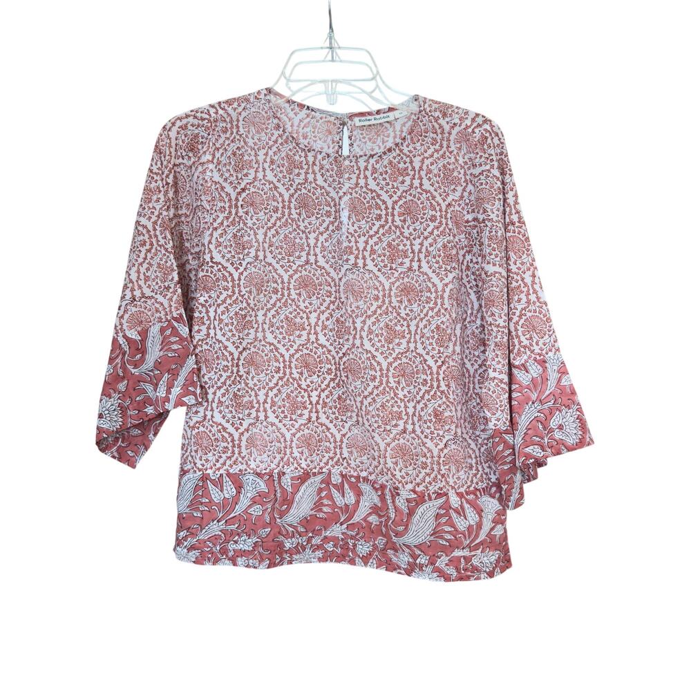 Roller Rabbit Floral Novelty Print 3/4 Sleeve Top Size XS